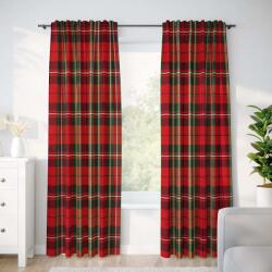 Goldea karácsonyi pamut drapéria - piros kockás 280x150 cm