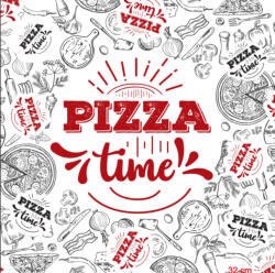  Pizzadoboz " TIME" grafikás csapott sarkú 52 x 52 x 4 cm [ 50 db/cs ]
