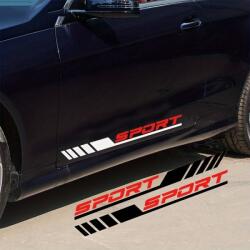 AVEX Set 2 stickere autoadezive Tuning in doua culori, model "Racing Stripes V3", dimensiune 58 cm, culoare Alb + Rosu