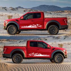 AVEX Set 2 stickere autoadezive pentru vehicule Off Road, model "Forest & Mountains", dimensiune 100 x 20 cm, culoare Alba