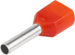 Tracon Electric Tracon E90IH Szigetelt (PA6.6) iker-érvéghüvely, ónoz. elektr. réz, piros 2×1mm2, l=10mm (E90IH)