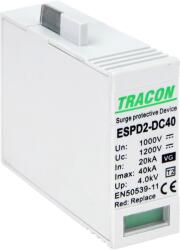 Tracon Electric Tracon ESPD2-DC40-1000VG T2 DC típusú VG túlfeszültséglevezető, betét 1000V Ucpv: 1200V; In: 20kA; Imax: 40kA; Up: 4kV; Var+GTD (ESPD2-DC40-1000VG)