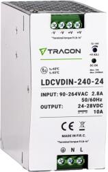 TRACON Tracon LDCVDIN-240-24 DIN sínre szerelhető tápegységszabályozható DC kimenettel 90-264VAC, 2, 8A/DC24V, 10A/240W (LDCVDIN-240-24)