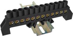 Tracon Electric Tracon NPE-BK8-12 Szigetelt földelősín (N/PE), fekete 230/400VAC, 100A, 8×12mm, 12P, IP20 (NPE-BK8-12)