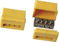 Tracon Electric Tracon TRK4 Szigetelt csavaros vezetékösszekötő, sárga ház 4×(1, 5-4mm2), 450VAC, max. 40A (TRK4)