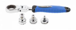 Högert Technik HT1R395 Villáskulcs racsnis csuklóval cserélhető adapterekkel 5 db (HT1R395)