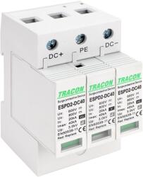 Tracon Electric Tracon ESPD2-DC40-600 T2 DC típusú túlfeszültség levezető, cserélhető betéttel Ucpv: 800V; In: 20kA; Imax: 40kA; Up: 2, 6kV (ESPD2-DC40-600)