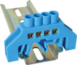 Tracon Electric Tracon NPE-B6-4 Szigetelt földelősín (N/PE), kék 230/400VAC, 63A, 6×9mm, 4P, IP20 (NPE-B6-4)