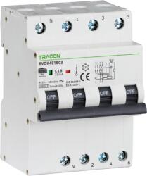 TRACON Tracon EVOK4C4003 Kombinált védőkapcsoló, 4P, 4modul, C karakterisztika C40A, 30 mA, 10kA, A (EVOK4C4003)