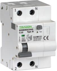 TRACON Tracon EVOBKM2C603 Kombinált védőkapcsoló, 2P, 3modul, C karakterisztika C6A, 30 mA, 6kA, C (EVOBKM2C603)