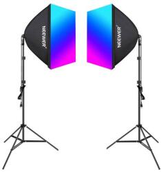 Neewer Kit Neewer NK800 two softboxes + bulbs RGB 24W 2700-6500K + tripods + barndoors (B0CF55TW5J) - jatekotthon