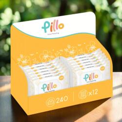 Pillo nedves törlőkendő, bio aleo verával és aktív zabvízzel, utazó méret MEGA PACK 12x20db