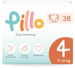 Pillo prémium minőségű, szuper nedvszívó, hipoallergén pelenka 4 (maxi), 9-14kg, 38db