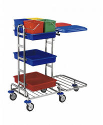  Kombi Midi II P Professional takarítókocsi vastag acél vázzal, 4 vödörrel, préssel, dupla zsáktartóval és tálcákkal