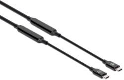 Manhattan 355971 USB-C Apa - USB-C Apa 3.2 Adat és Töltő Kábel - 5 m, Fekete