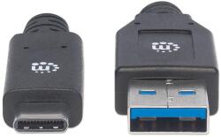Manhattan USB3.1-C - USB3.0-A Adat- és Töltőkábel - 3 m, Fekete (354981)