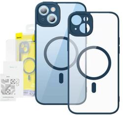Baseus Frame iPhone 14 Plus Átlátszó mágneses tok és üvegfólia (kék) (ARJT030003)