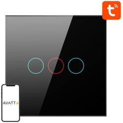 Avatto Smart Light Switch ZigBee Avatto ZTS02-EU-B3 3 Way TUYA (black) (ZTS02-EU-B3)