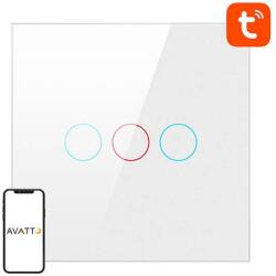 Avatto Smart Light Switch ZigBee Avatto LZTS02-EU-W3 3 Way No Neutral TUYA (white) (LZTS02-EU-W3) - jatekotthon - 6 472 Ft
