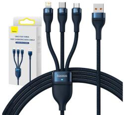 Baseus Flash 3 az 1-ben USB töltőkábel, USB-C + Micro USB + Lightning 66W, 1.2m (kék) (CASS040003)