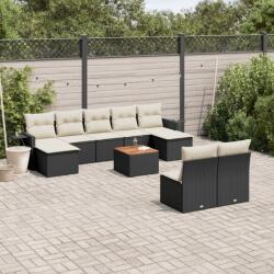 vidaXL 10 részes fekete polyrattan kerti ülőgarnitúra párnákkal (3257092)