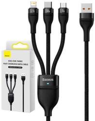 Baseus Flash Series 3 az 1-ben USB-kábel, USB-C + micro USB + Lightning, 100W, 1.2m (fekete) (CASS030001)
