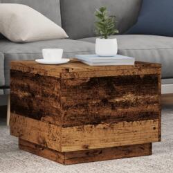 vidaXL antik fa színű dohányzóasztal LED-lámpákkal 50 x 50 x 40 cm (857720) - vidaxl