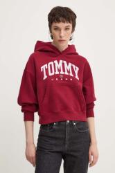 Tommy Hilfiger pamut melegítőfelső bordó, női, nyomott mintás, kapucnis, DW0DW19291 - burgundia L