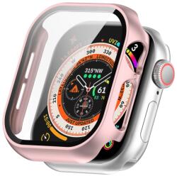 PC FULL COVER Capac din plastic cu sticlă pentru Apple Watch 10 42mm roz metalic