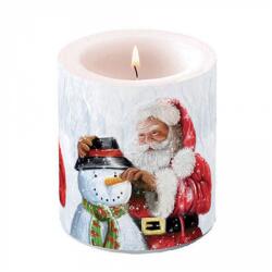 Ambiente Karácsonyi átvilágítós gyertya 10x10cm Santa and snowman