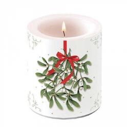 Ambiente Karácsonyi átvilágítós gyertya 10x10xcm Mistletoe with bow