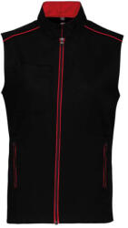 Designed To Work WK6148 férfi mellény három zsebbel és kontrasztos díszítésekkel Designed To Work, Black/Red-S (wk6148bl-re-s)