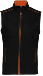 Designed To Work WK6148 férfi mellény három zsebbel és kontrasztos díszítésekkel Designed To Work, Black/Orange-4XL (wk6148bl-or-4xl)