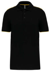 Designed To Work WK270 rövid ujjú férfi galléros póló, kontrasztos diszítésekkel Designed To Work, Black/Yellow-S (wk270bl-ye-s)