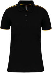 Designed To Work WK271 rövid ujjú Női galléros póló, kontrasztos diszítésekkel Designed To Work, Black/Yellow-M (wk271bl-ye-m)