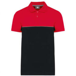 Designed To Work WK210 kétszinű, környezetbarát rövid ujjú galléros póló Designed To Work, Black/Red-XL (wk210bl-re-xl)