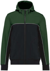 Designed To Work WK450 kétszínű három rétegű, kapucnis softshell dzseki Designed To Work, Black/Forest Green-4XL (wk450bl-fo-4xl)