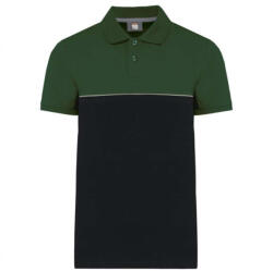 Designed To Work WK210 kétszinű, környezetbarát rövid ujjú galléros póló Designed To Work, Black/Forest Green-2XL (wk210bl-fo-2xl)