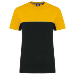 Designed To Work WK304 kétszinű strapabíró unisex kereknyakú rövid ujjú póló Designed To Work, Black/Yellow-4XL (wk304bl-ye-4xl)