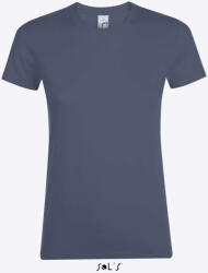 SOL'S Női REGENT kereknyakú rövid ujjú pamut póló, SOL'S SO01825, Denim-2XL (so01825de-2xl)