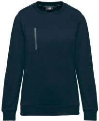 Designed To Work WK403 mellzsebes környakas unisex pulóver, kontrasztos díszítéssel Designed To Work, Navy/Silver-4XL (wk403nv-si-4xl)