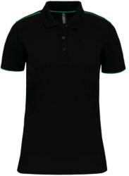 Designed To Work WK271 rövid ujjú Női galléros póló, kontrasztos diszítésekkel Designed To Work, Black/Kelly Green-XS (wk271bl-kl-xs)
