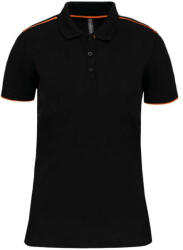 Designed To Work WK271 rövid ujjú Női galléros póló, kontrasztos diszítésekkel Designed To Work, Black/Orange-3XL (wk271bl-or-3xl)