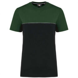 Designed To Work WK304 kétszinű strapabíró unisex kereknyakú rövid ujjú póló Designed To Work, Black/Forest Green-3XL (wk304bl-fo-3xl)