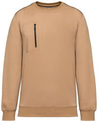 Designed To Work WK403 mellzsebes környakas unisex pulóver, kontrasztos díszítéssel Designed To Work, Camel/Black-4XL (wk403ca-bl-4xl)