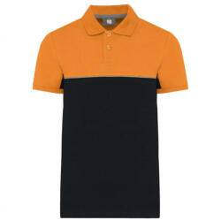 Designed To Work WK210 kétszinű, környezetbarát rövid ujjú galléros póló Designed To Work, Black/Orange-XL (wk210bl-or-xl)