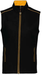 Designed To Work WK6148 férfi mellény három zsebbel és kontrasztos díszítésekkel Designed To Work, Black/Yellow-4XL (wk6148bl-ye-4xl)