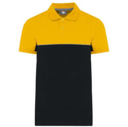 Designed To Work WK210 kétszinű, környezetbarát rövid ujjú galléros póló Designed To Work, Black/Yellow-S (wk210bl-ye-s)