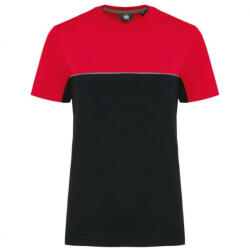 Designed To Work WK304 kétszinű strapabíró unisex kereknyakú rövid ujjú póló Designed To Work, Black/Red-4XL (wk304bl-re-4xl)