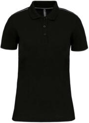 Designed To Work WK271 rövid ujjú Női galléros póló, kontrasztos diszítésekkel Designed To Work, Black/Silver-3XL (wk271bl-si-3xl)
